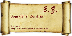 Bognár Zenina névjegykártya
